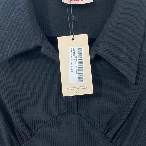 Premium Ribbed Collared Midi Dress - Picture 4 of 5